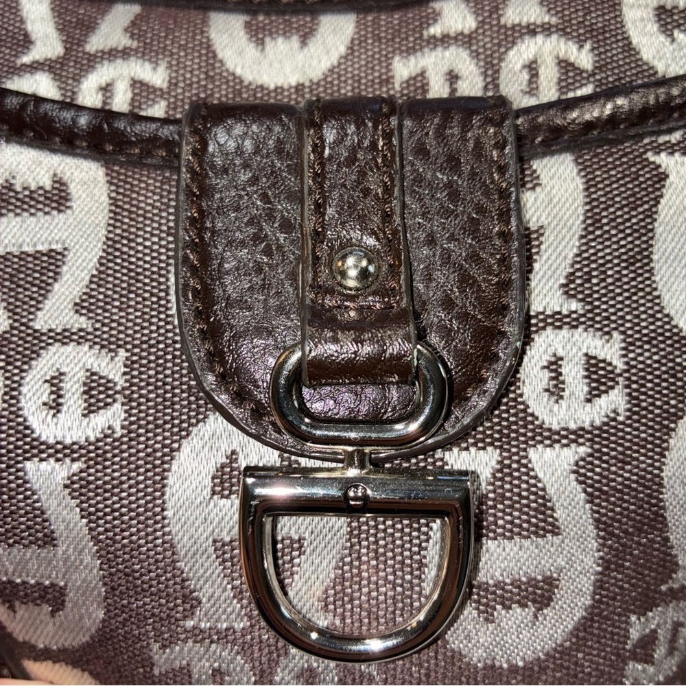 Vintage 90s Etienne Aigner Shoulder Bag Purse Jacquard Logo Leather Brown - Picture 7 of 10